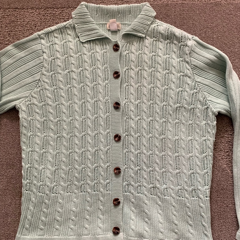 Classic Elements Mint Colored Button Front Sweater - image 7